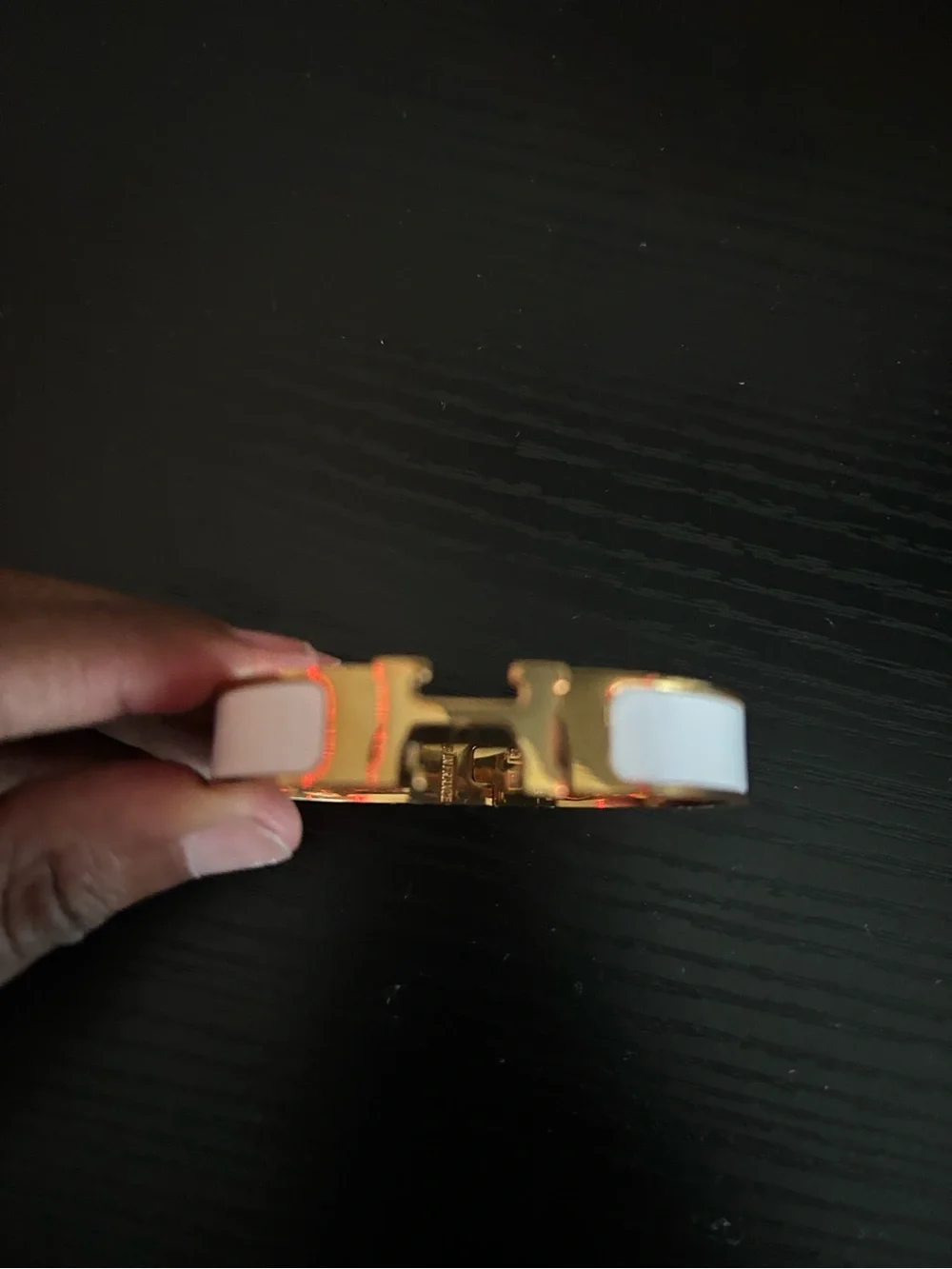 White Enamel and Gold Plated Bracelet